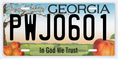 GA license plate PWJ0601