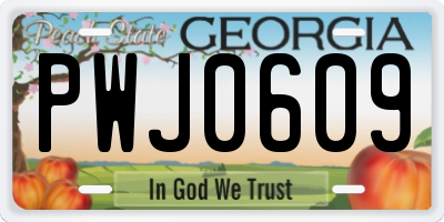 GA license plate PWJ0609