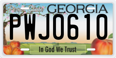 GA license plate PWJ0610