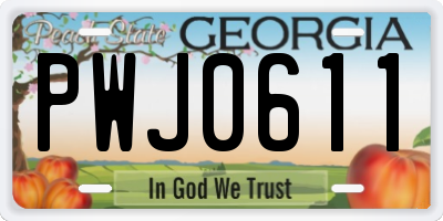 GA license plate PWJ0611