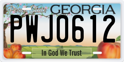 GA license plate PWJ0612