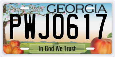 GA license plate PWJ0617