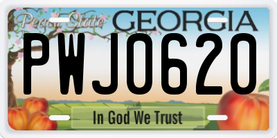 GA license plate PWJ0620