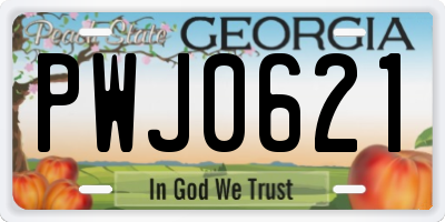 GA license plate PWJ0621