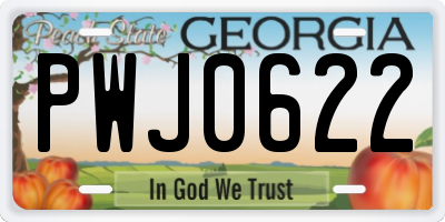 GA license plate PWJ0622