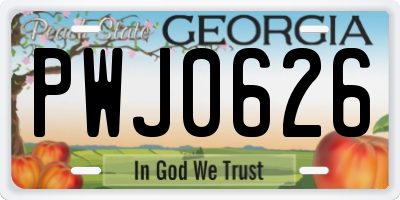 GA license plate PWJ0626