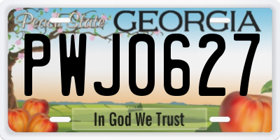 GA license plate PWJ0627