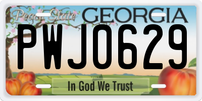 GA license plate PWJ0629