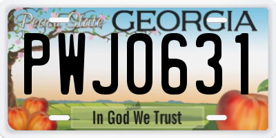 GA license plate PWJ0631