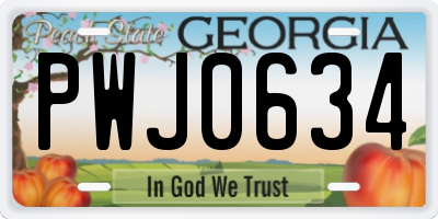GA license plate PWJ0634