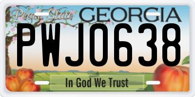 GA license plate PWJ0638