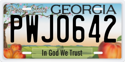 GA license plate PWJ0642