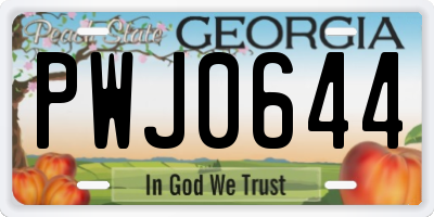 GA license plate PWJ0644
