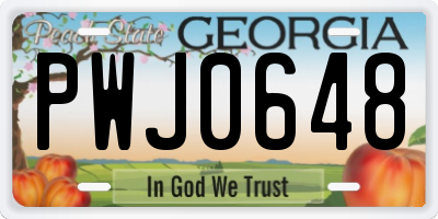 GA license plate PWJ0648