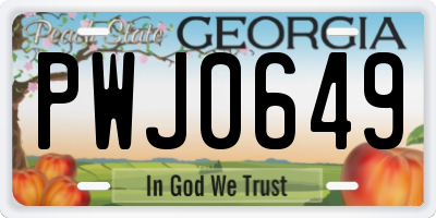 GA license plate PWJ0649
