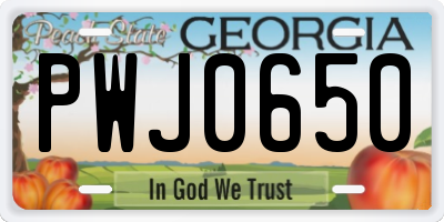 GA license plate PWJ0650