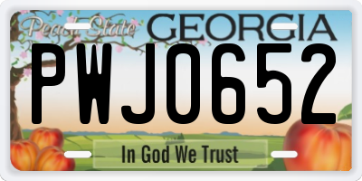 GA license plate PWJ0652