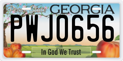 GA license plate PWJ0656