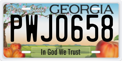 GA license plate PWJ0658