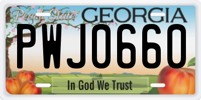 GA license plate PWJ0660