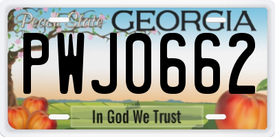 GA license plate PWJ0662