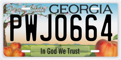 GA license plate PWJ0664