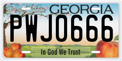 GA license plate PWJ0666