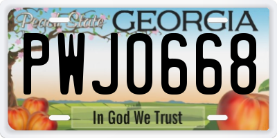 GA license plate PWJ0668