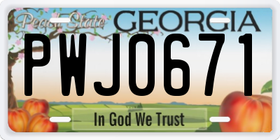 GA license plate PWJ0671