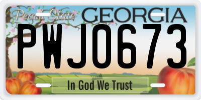 GA license plate PWJ0673