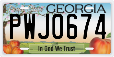 GA license plate PWJ0674