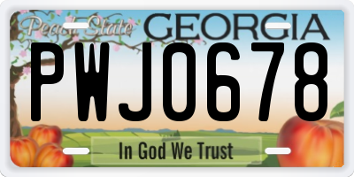 GA license plate PWJ0678