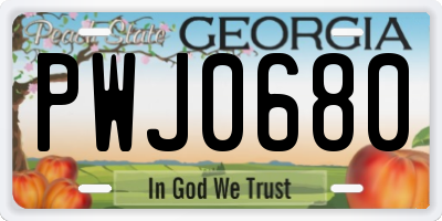GA license plate PWJ0680