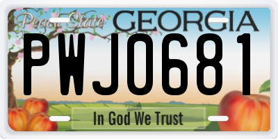GA license plate PWJ0681