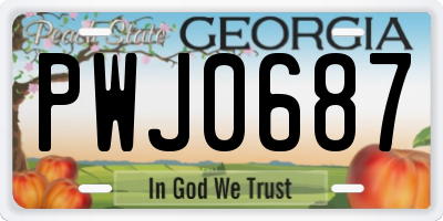 GA license plate PWJ0687