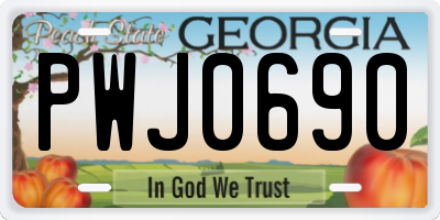 GA license plate PWJ0690