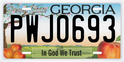 GA license plate PWJ0693