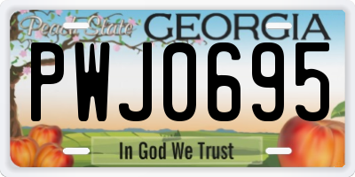 GA license plate PWJ0695
