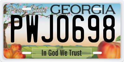 GA license plate PWJ0698