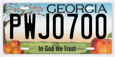 GA license plate PWJ0700