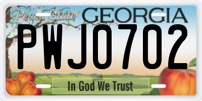 GA license plate PWJ0702