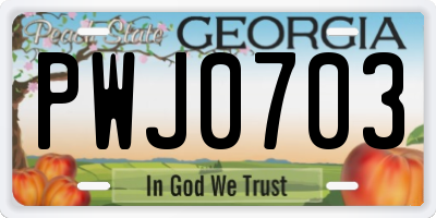GA license plate PWJ0703