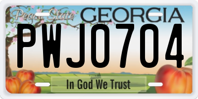 GA license plate PWJ0704