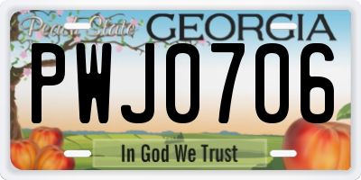 GA license plate PWJ0706