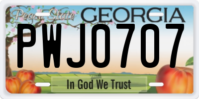 GA license plate PWJ0707