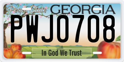 GA license plate PWJ0708