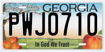 GA license plate PWJ0710