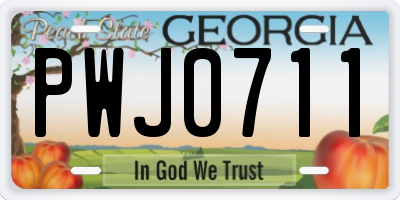 GA license plate PWJ0711