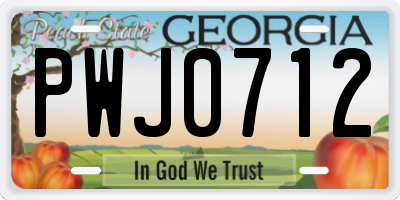 GA license plate PWJ0712