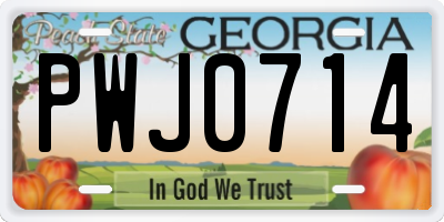 GA license plate PWJ0714